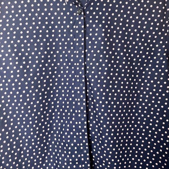 Lands' End Women's Long  Polka Dot Sleeve Button Front Shirt Sz 12 - Picture 3 of 11